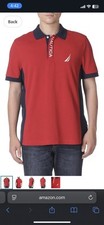 Nautica Men's Short Sleeve Color Block Performance Pique Polo Shirt