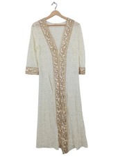 Fresa Kimono Femme Blanc Dentelle Paillettes Élégant Manches 3/4