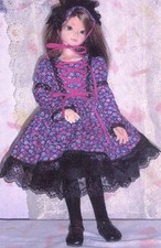 Pattern 16" MSD Ball joint fashion doll Dress over the knee sockings headband