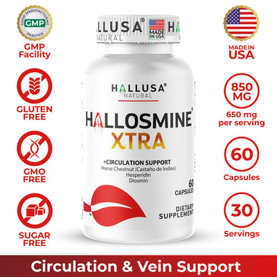 Hallosmine Xtra Circulation & Vein Support Diosmin Hesperidin Horse Chesnut 60ct