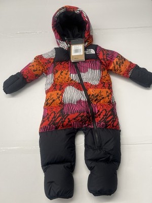 The North Face 1996 Retro Nuptse One-piece Fiery Red Abstr Ysmt Sz 12 Months 