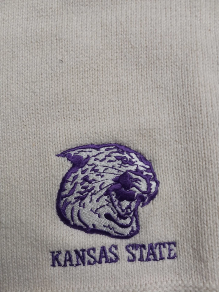 Sudadera De Colección Nuez moscada Kansas State Wildcats Para Hombres Talla L Cuello Redondo Waffle EE. UU. Foto 3 de 4