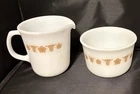 Vintage Pyrex Corning Butterfly Gold Creamer and Sugar Bowl Milk Glass