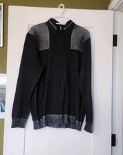 INC International Concepts Men  s Half Zip Sweater Black Gray Size XL