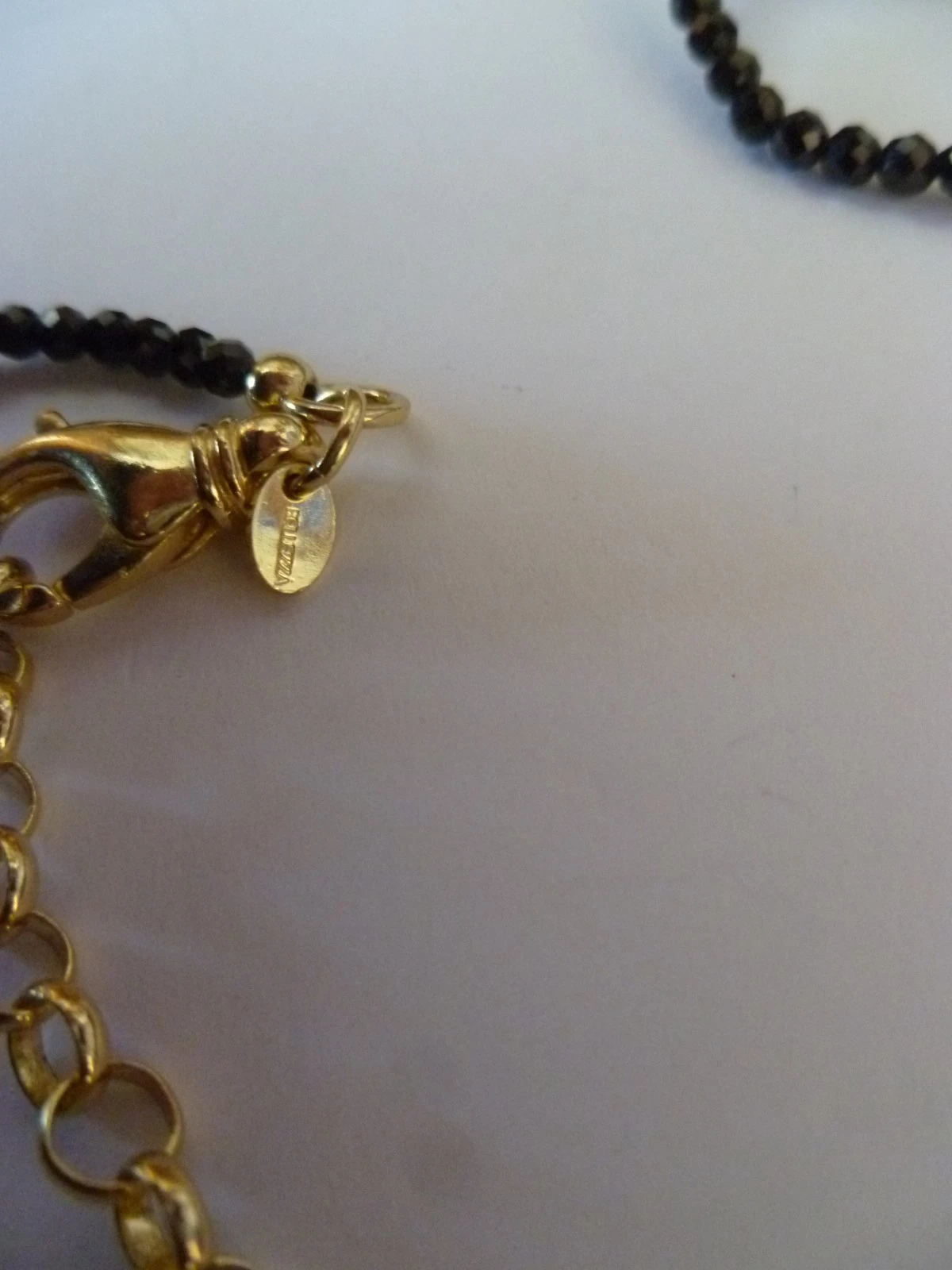 Bellezza Black Spinel Gold Tone, Black Openwork Floral Heart Pendant Necklace - product detail image 6