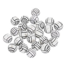 30Pcs Sports Ball Beads 15mm Silicone Round Spacer Focal Bead Volleyball