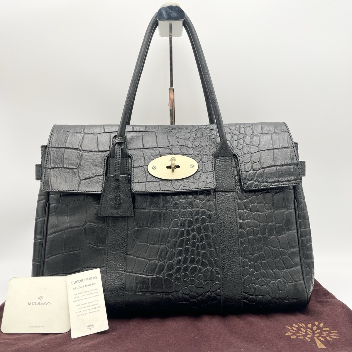 【美品】 mulberry オールレザー ターンロック トートバッグ Mulberry Bayswater Turn Lock Tote Bag Leather Black