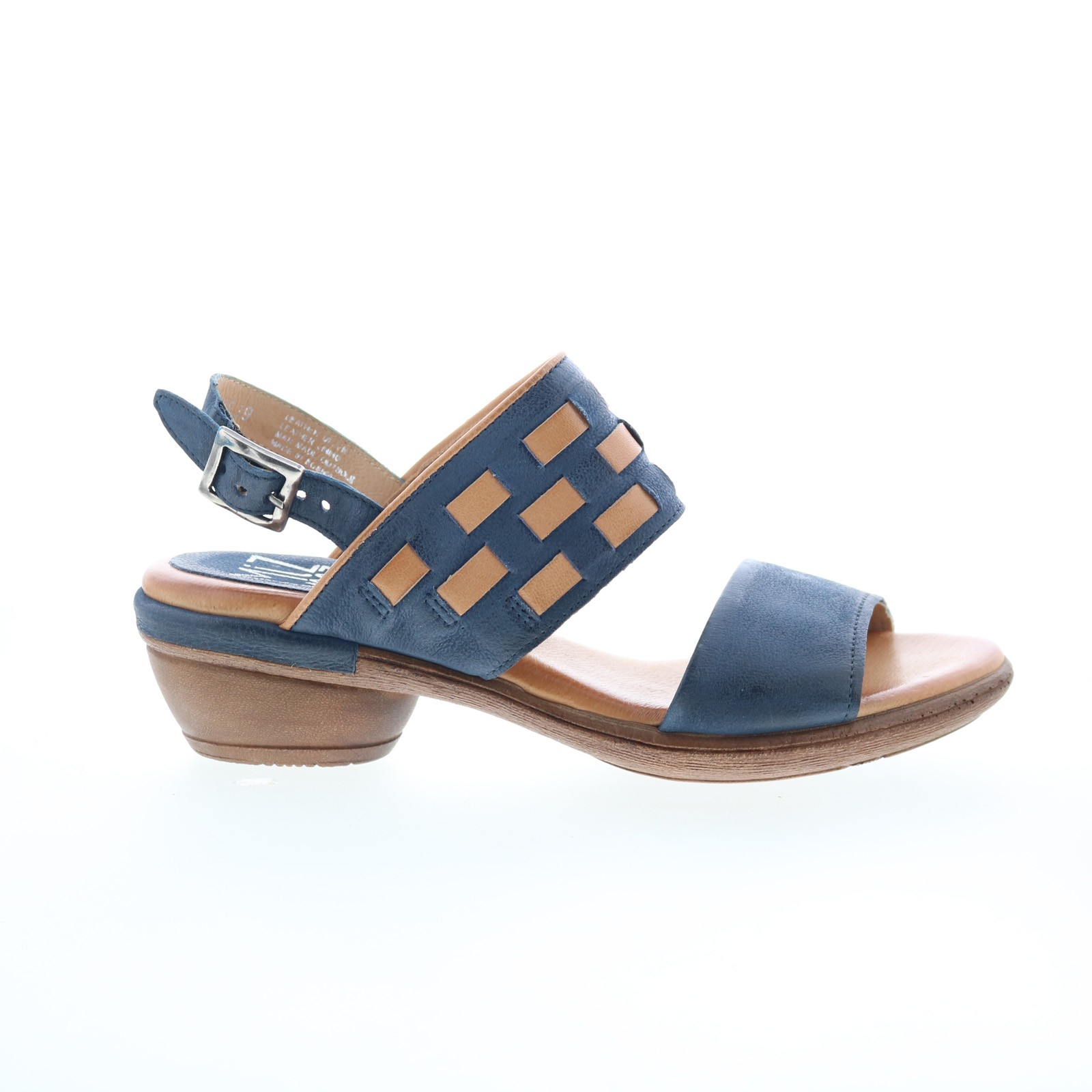 Miz Mooz Constance Womens Blue Leather Hook & Loop Strap Sandals Shoes