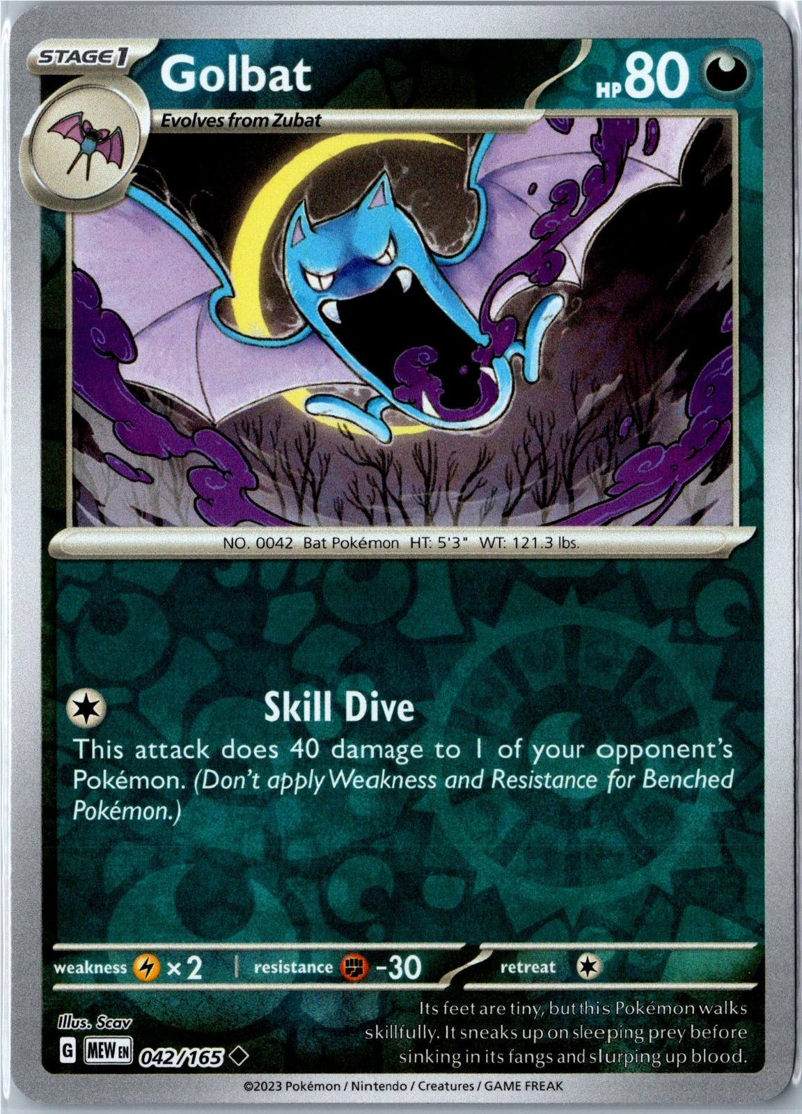 Pokemon Card - Golbat 151 042/165 Uncommon Reverse Holo Near Mint