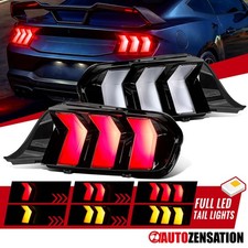 Fit 2024-2026 Ford Mustang GT Black LED DRL Tail Lights Sequential Turn Signal