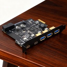 USB3.2 GEN1 PCI-E Expansion Card 5 Ports 2 Type-C 3 USB-A 19 Pin Connector 5Gb31