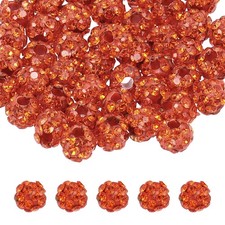 50 Pcs 4mm Orange Red Rhinestone Polymer Fancy Beads for DIY Jewelry Making