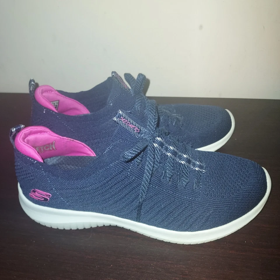 Skechers Womens Slip Ons 7.5M  Sneakers Ultra Flex-Joyful Path  Knit  Foam Navy - Image 4 of 4