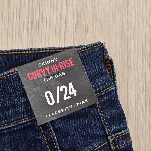 Celebrity Pink Juniors Women's Jeans 0/24 Button Skinny Curvy High Rise Blue - Picture 13 of 19