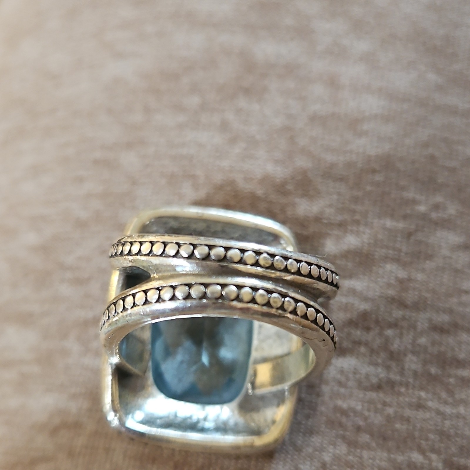 Brighton Ring Rectangular Blue Silver plated size… - image 3