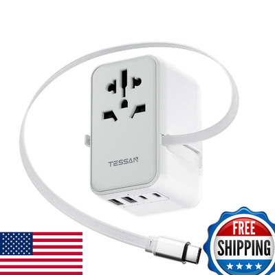 TESSAN Universal Travel Adapter PD 35W GaN 6-in-1 International Power Adapter