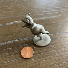 Rawcliffe Pewter Dancing Pig Figurine P. Davis Signed  1980 2”