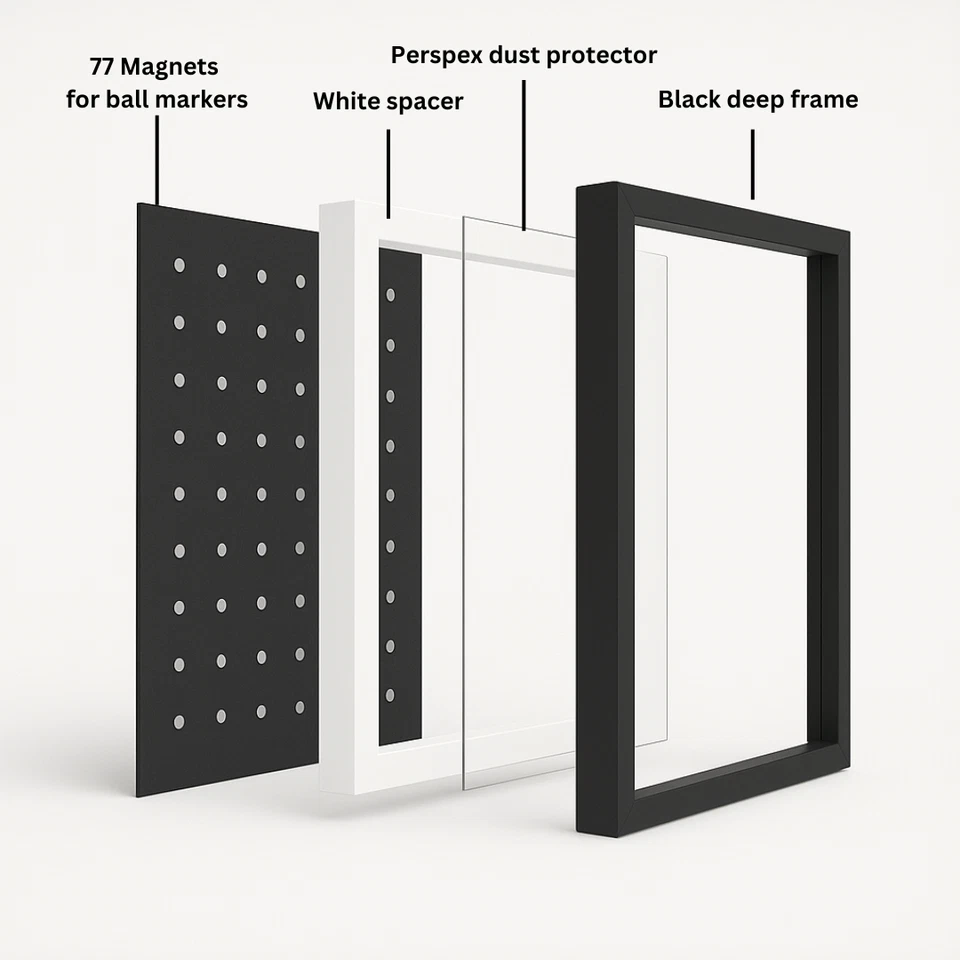 77 Golf Ball Marker Display Frame Magnetic Golf Christmas Gift for Him Her - Image 3 of 4