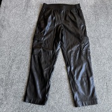Gap Women s Faux Leather Cargo Pants Size S Black Straight Leg Pull On