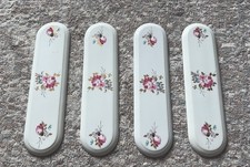 Vintage White ceramic or door finger plates 1970 - 80s floral chintz design NEW