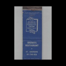 Matchbook Cover Brown's Restaurant St. Andrews By The Sea NB