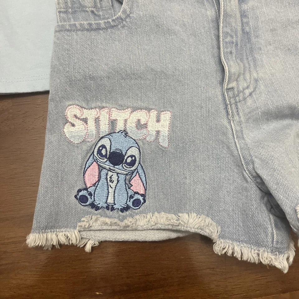 Lilo And Stitch 迪士尼短裤和 T 恤套装青少年女孩 7/8 码 — 第 2/4 张图片