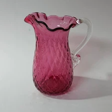 Cranberry Glass Pitcher Rossi Artistic Canadian Heritage Handmade 7.25" EXC COND