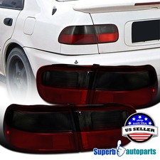 Fits 1992-1995 Honda Civic 24dr Coupe Sedan Tail Lights Brake Lamps Smoke Red