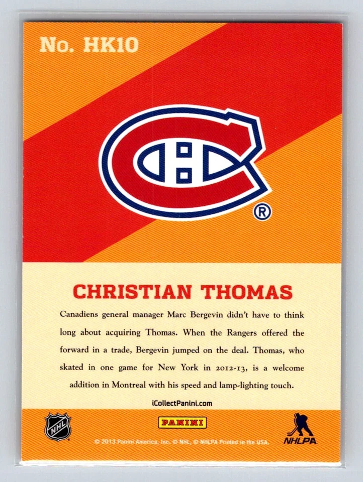 2013 Panini Toronto Expo #HK10 Christian Thomas RC Montreal Canadiens - Image 2 of 2