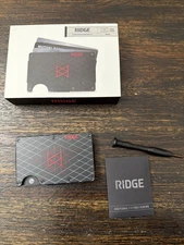 Ridge Wallet x MKBHD Limited Edition Black / Red With Cash Strap PREOWNED!