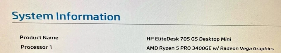 HP EliteDesk 705 G5 Mini - Ryzen 5 PRO 3400GE -8GB RAM - 240GB SSD (OFFERS OK) - Image 2 of 4