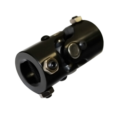 Black Steel 1'' DD x 1'' DD Double D Universal Joint Steering Shaft Coupler