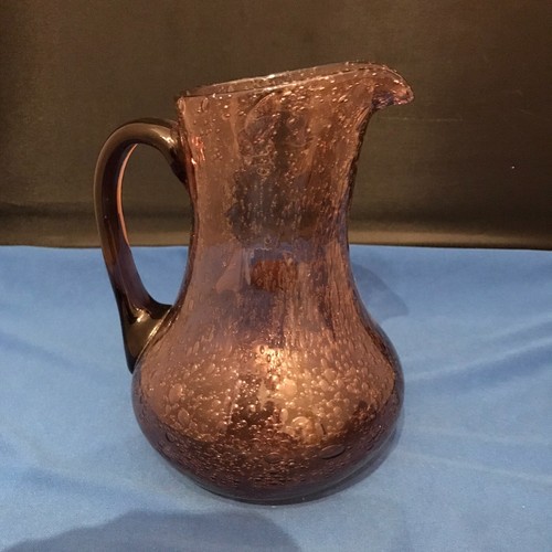 Hand Blown Amethyst Coloured Bubble Glass Pitcher/Vase (Montauroux, France) - Picture 8 of 16