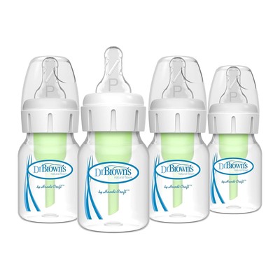 Dr. Brown's Natrual Flow Anti-Colic Options+ Narrow Baby Bottle, 2 oz/60 mL, 4