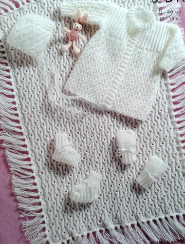 BABYS/MÄDCHEN/JACKE/CARDI~HAUBE~DK 4-FÄDIG STRICKMUSTER~GRÖSSE BRUSTUMFANG 12-18 ZOLL (W 58