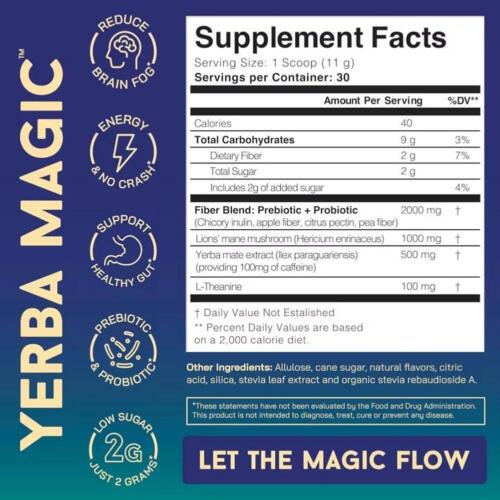 Yerba Magic!Instant Tea Powder 3-in-1 Super Drink Peach Mango Probiotic UK - Picture 14 of 19