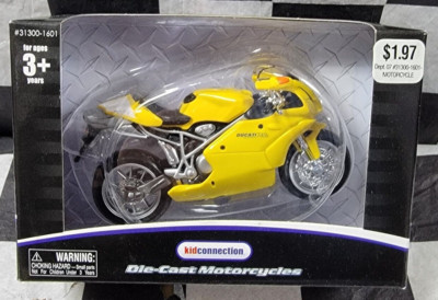 Ducati 749S Motorcycle Yellow 1/18 Detailed Diecast Kid Connection NEW IN BOX