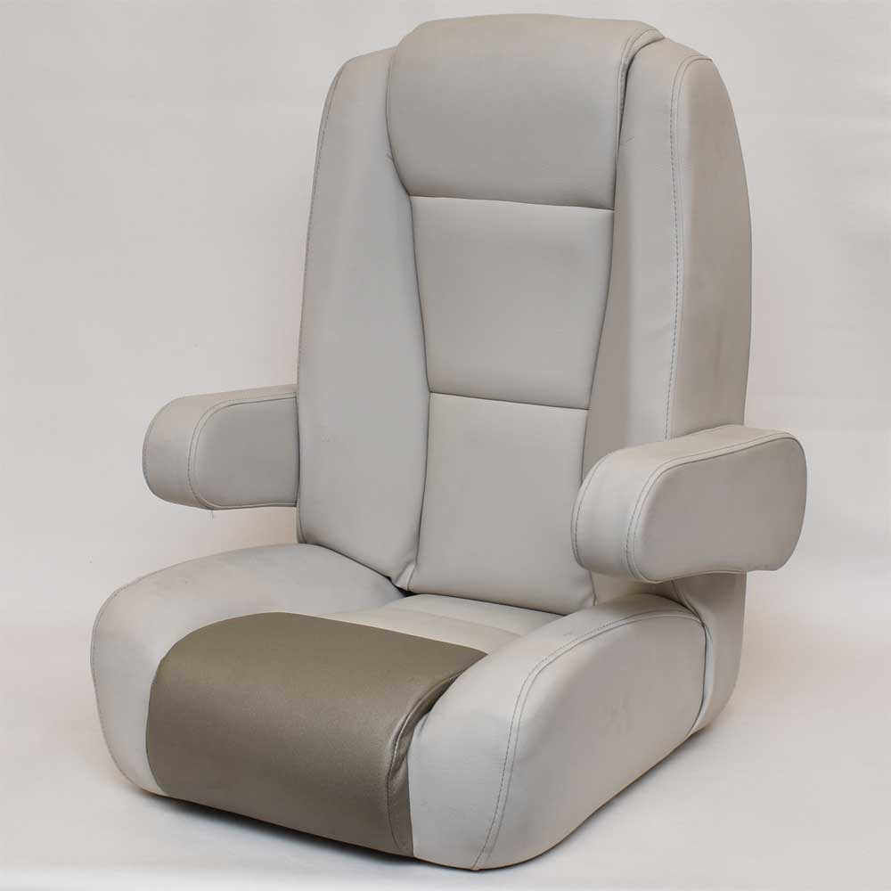 Godfrey Pontoon Boat Reclining Captains Helm Seat Light Gray