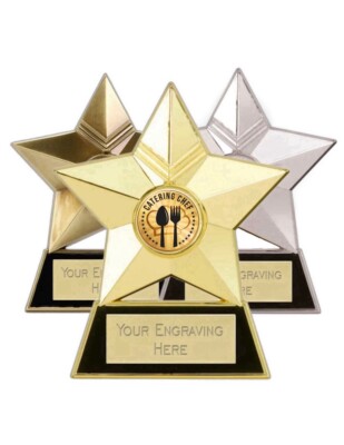 Catering Chef Stern Metallplakette Auszeichnung 12 cm Trophäe (M) graviert kostenlos