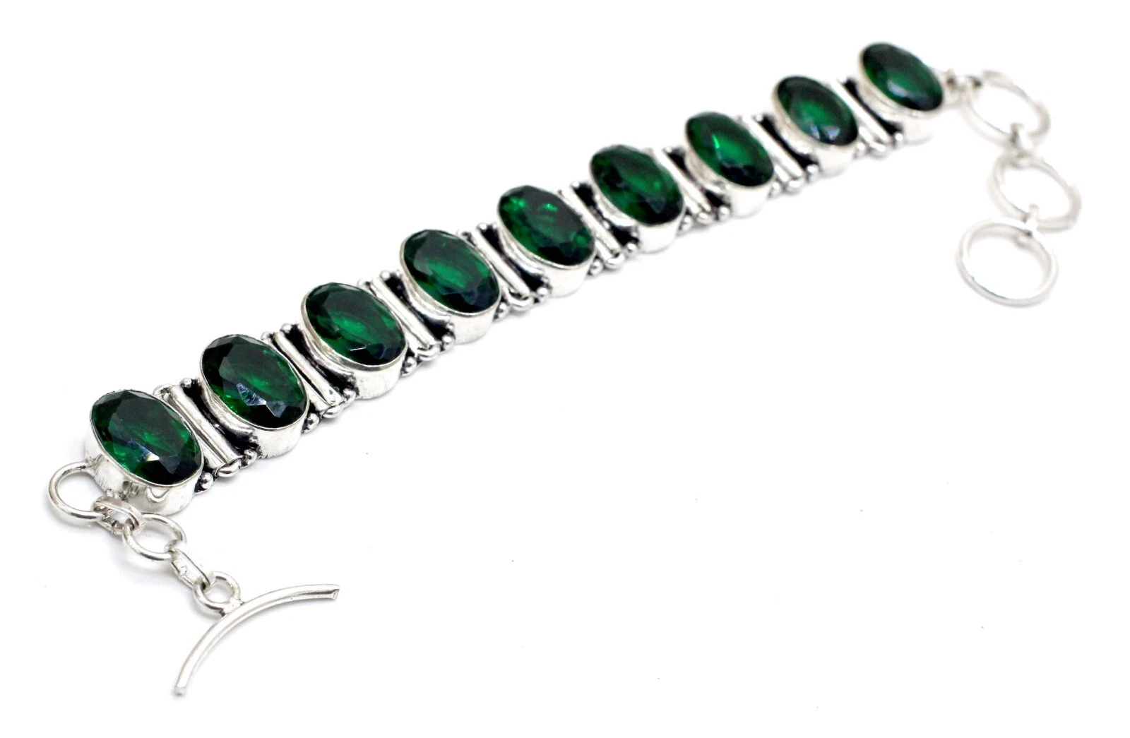 VALENTINO Bracciale gioielli fatti a mano argento sterling 925 pietra preziosa cromo diopside misura 7 8
