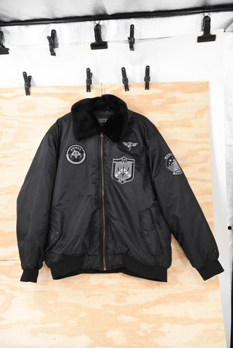 Avirex Tomcat Bomber Flight Insulated Patches Faux Fur Collar Jacket Mens XL - Picture 5 of 16