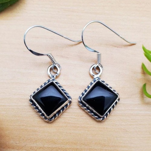 Orecchini pendenti My S Collection in argento sterling 925, marcasite e onice nero - Italia