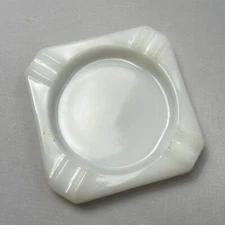 Vintage Small Square Milk Glass Ashtray