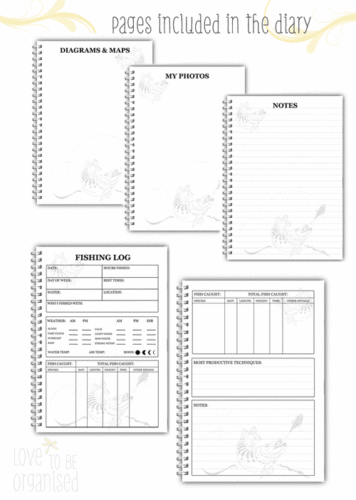 A5 FISHING OWN PHOTO LOGO PERSONALISED LOG BOOK DIARY PLANNER 100 PAGE HIM HER - Picture 4 of 5