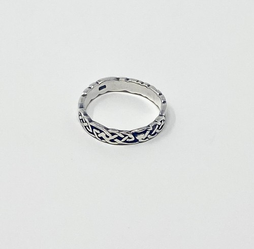 Vintage Sterling Silver Celtic Knot Weave Carved Design Ring size 7 - Picture 2 of 4