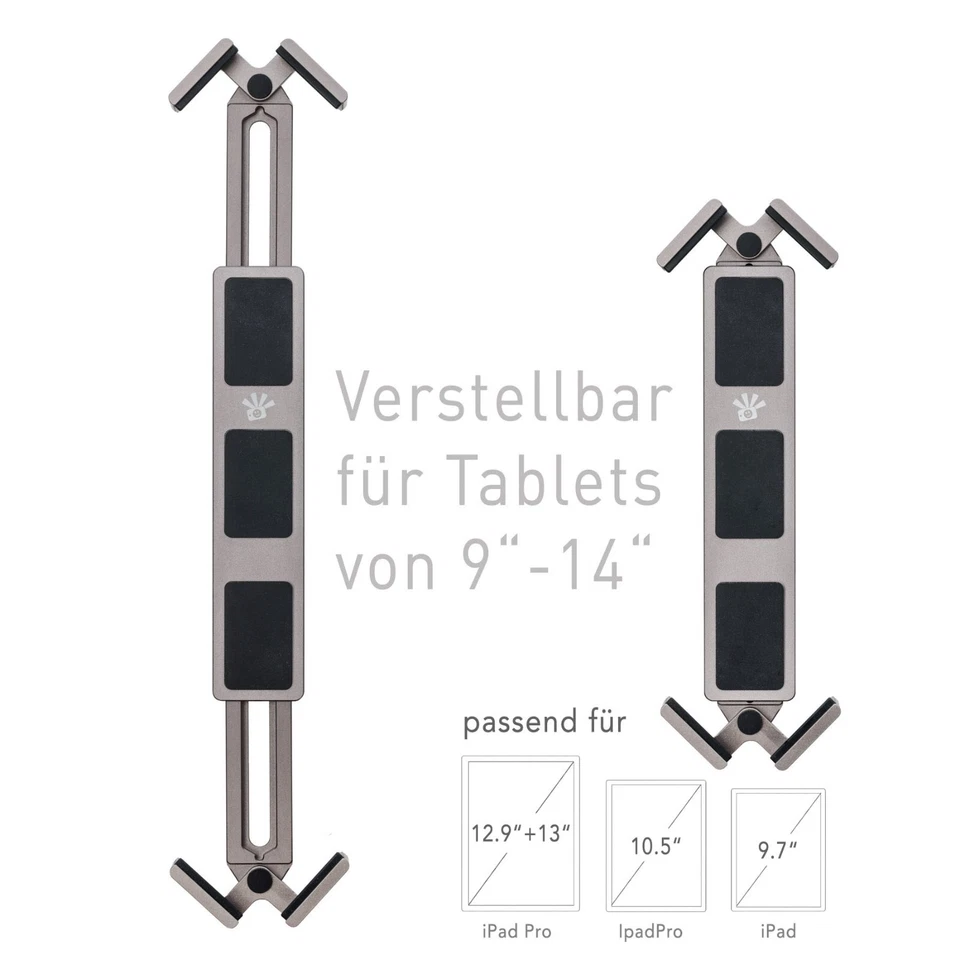Tablet Stativ Adapter, Tablet Halterung, iPad, 9 - 14 Zoll,  Aluminium - Bild 4 von 4