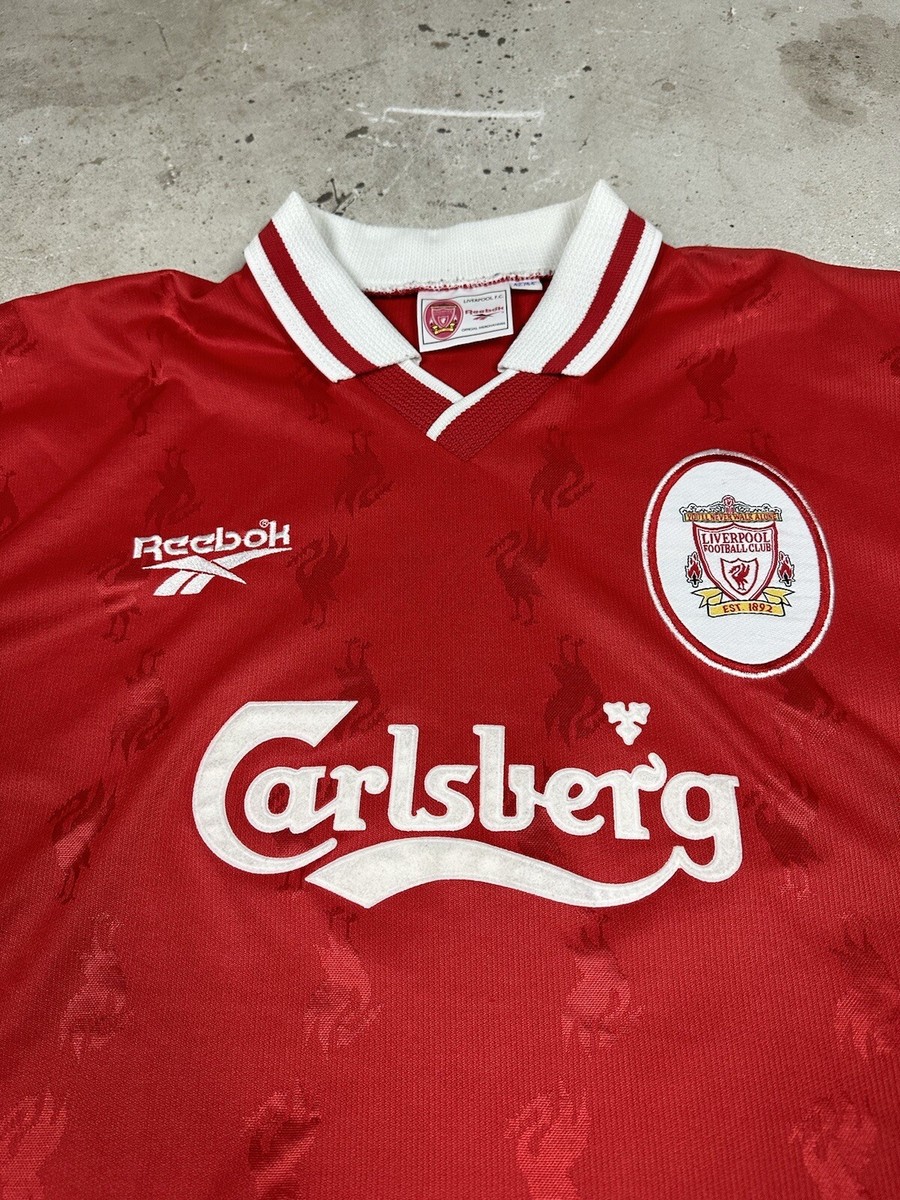 リヴァプール　リーボック　90s Vintage Mid 90s Reebok Liverpool Red White Jersey Mens Size