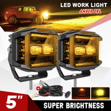Colight 5" LED Work Light Bar Side Shooter Pods Offroad Fog Driving Amber Lamps