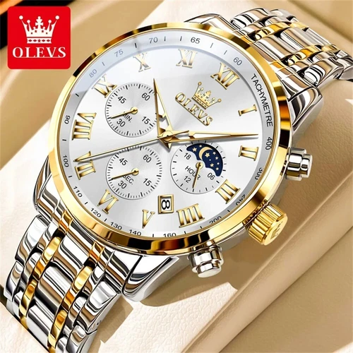 OLEVS Wasserdichte Leuchtende Quarzuhr Herren Business Luxus Armbanduhr Geschenk - Bild 8 von 16