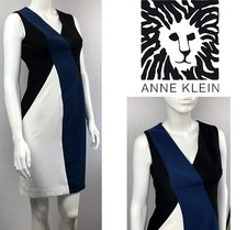NWOT Anne Klein Stylish Colorblock Work Career Sleeveless Midi Tank Dress NEW
